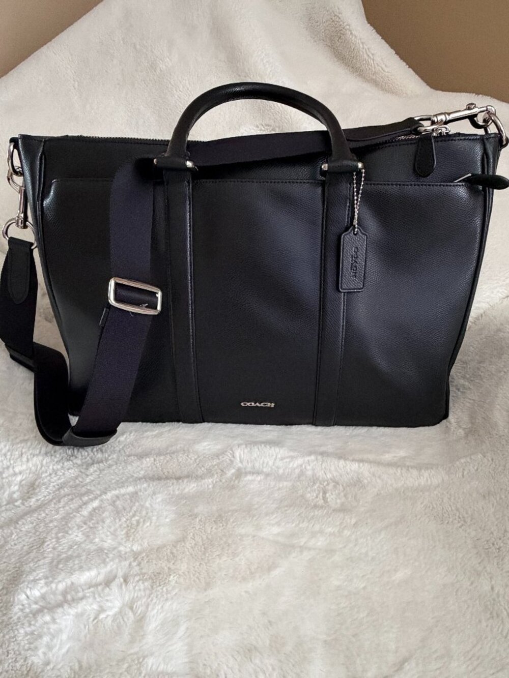 Coach F54775 Perry Metropolitan Black Leather Triple Compartment Briefcase